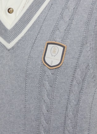  - BRUNELLO CUCINELLI - Badge Patch Cable Knit Cotton Vest