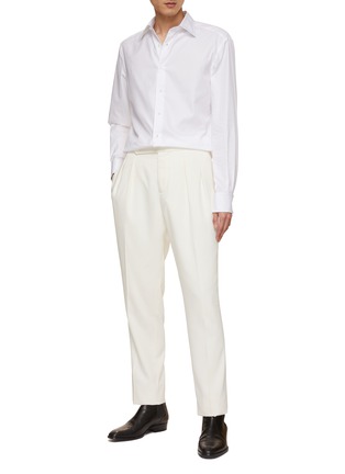 Figure View - Click To Enlarge - BRUNELLO CUCINELLI - Pleats Tabbed Evening Silk Pants