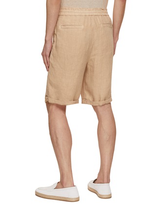 Back View - Click To Enlarge - BRUNELLO CUCINELLI - Dyed Linen Bermuda Shorts