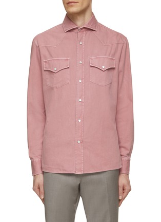 Main View - Click To Enlarge - BRUNELLO CUCINELLI - Spread Collar Western Shirt