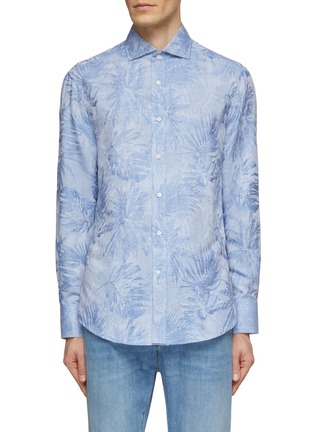 Main View - Click To Enlarge - BRUNELLO CUCINELLI - Jacquard Fantasia Cotton Linen Shirt