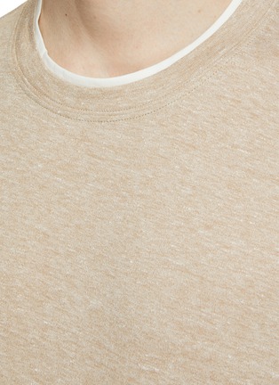  - BRUNELLO CUCINELLI - Contrast Trim Cotton Linen T-Shirt