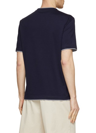 Back View - Click To Enlarge - BRUNELLO CUCINELLI - Contrast Trim Cotton Silk T-Shirt