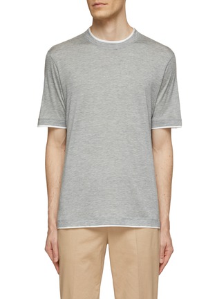 Main View - Click To Enlarge - BRUNELLO CUCINELLI - Contrast Trim Cotton T-Shirt