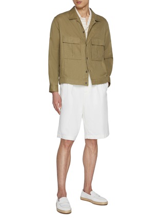 Figure View - Click To Enlarge - BRUNELLO CUCINELLI - Garment-dyed Twisted Cotton Gabardine Bermuda Shorts