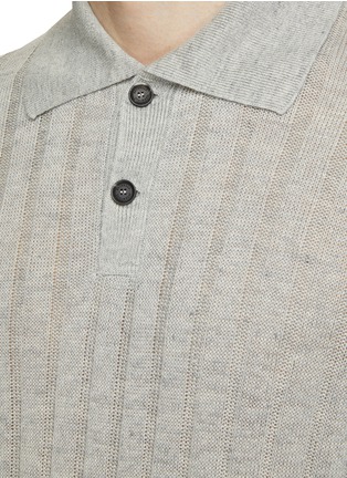  - BRUNELLO CUCINELLI - Kintted Stripe Linen Cotton Polo Shirt