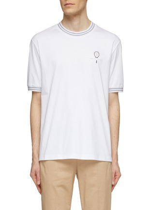 Main View - Click To Enlarge - BRUNELLO CUCINELLI - Tennis Stripe Cotton Jersey T-Shirt