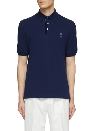 Main View - Click To Enlarge - BRUNELLO CUCINELLI - Logo Embroidered Cotton Polo Shirt
