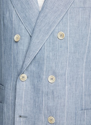 Detail View - Click To Enlarge - BRUNELLO CUCINELLI - Double Breasted Pinstripe Linen Suit