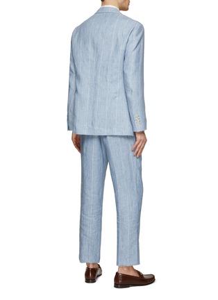 Back View - Click To Enlarge - BRUNELLO CUCINELLI - Double Breasted Pinstripe Linen Suit
