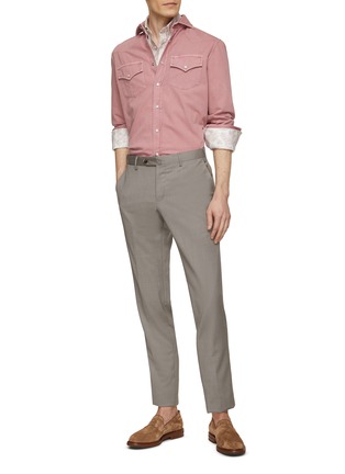 Figure View - Click To Enlarge - BRUNELLO CUCINELLI - Paisley Button Down Collar Shirt