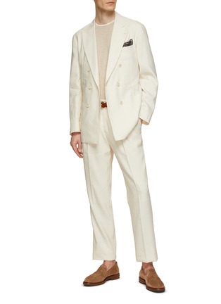 Figure View - Click To Enlarge - BRUNELLO CUCINELLI - Double Breasted Linen Wool Suit