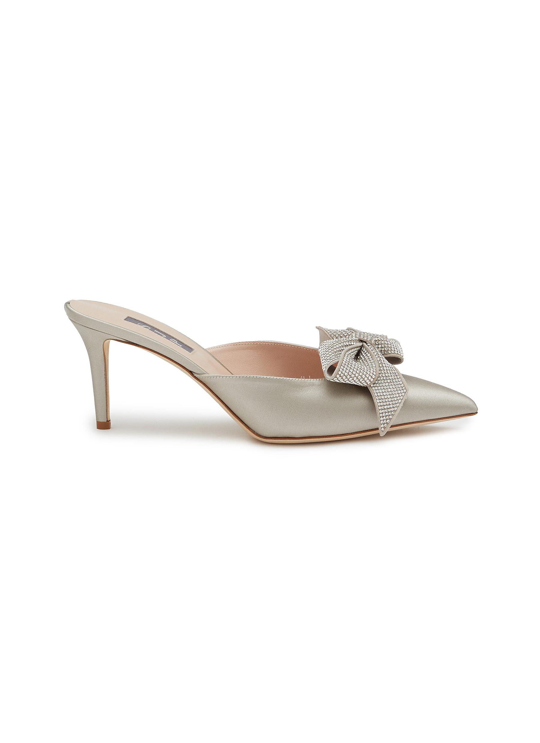 Paley 70 Crystal Bow Satin Mule