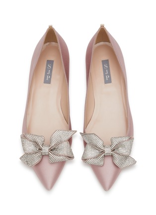 Detail View - Click To Enlarge - SJP BY SARAH JESSICA PARKER - Glory Crystal Embellished Bow Satin Flats