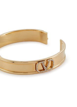 Detail View - Click To Enlarge - VALENTINO GARAVANI - VLogo Swarovski Crystal Brass Bracelet