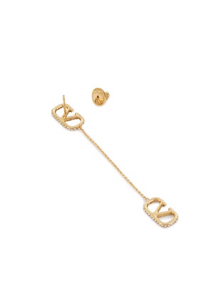 Detail View - Click To Enlarge - VALENTINO GARAVANI - VLogo Swarovski Crystal Brass Earrings