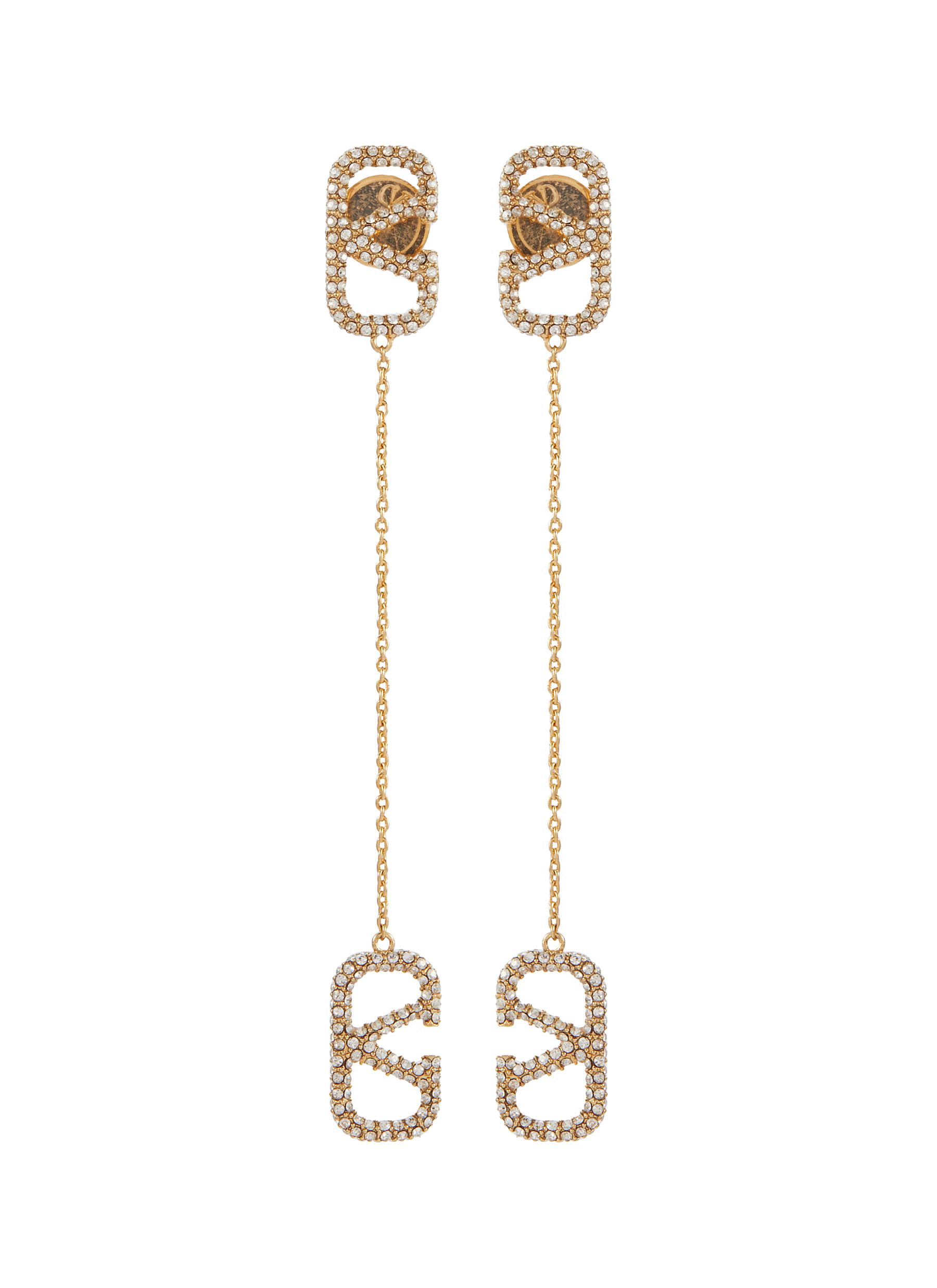 VALENTINO GARAVANI | VLogo Swarovski Crystal Brass Earrings | Women | Lane  Crawford