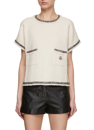 Main View - Click To Enlarge - MONCLER - Contrast Trim Tweed Top