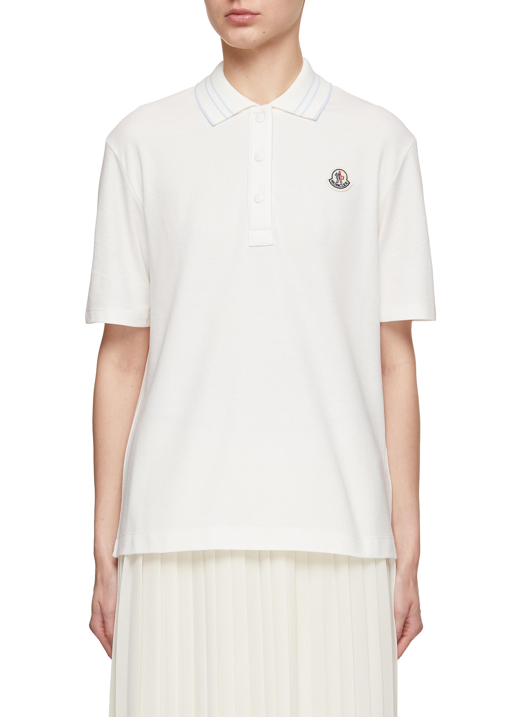 MONCLER Ribbed Collar Short Sleeve Polo Shirt Women Lane Crawford