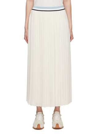 Main View - Click To Enlarge - MONCLER - Striped Waistband Pleated Crepe Midi Skirt