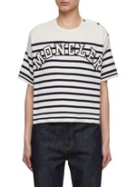 Moncler Tシャツ Striped Cotton T-Shirt ★関税込 MONCLER | Striped Logo Cotton T-Shirt | Women | Lane Crawford
