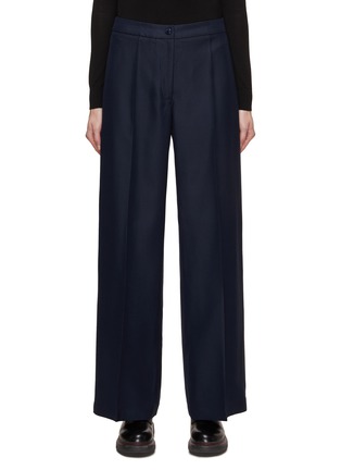 Main View - Click To Enlarge - MONCLER - Wide Leg Logo Waistband Tailored Trousers
