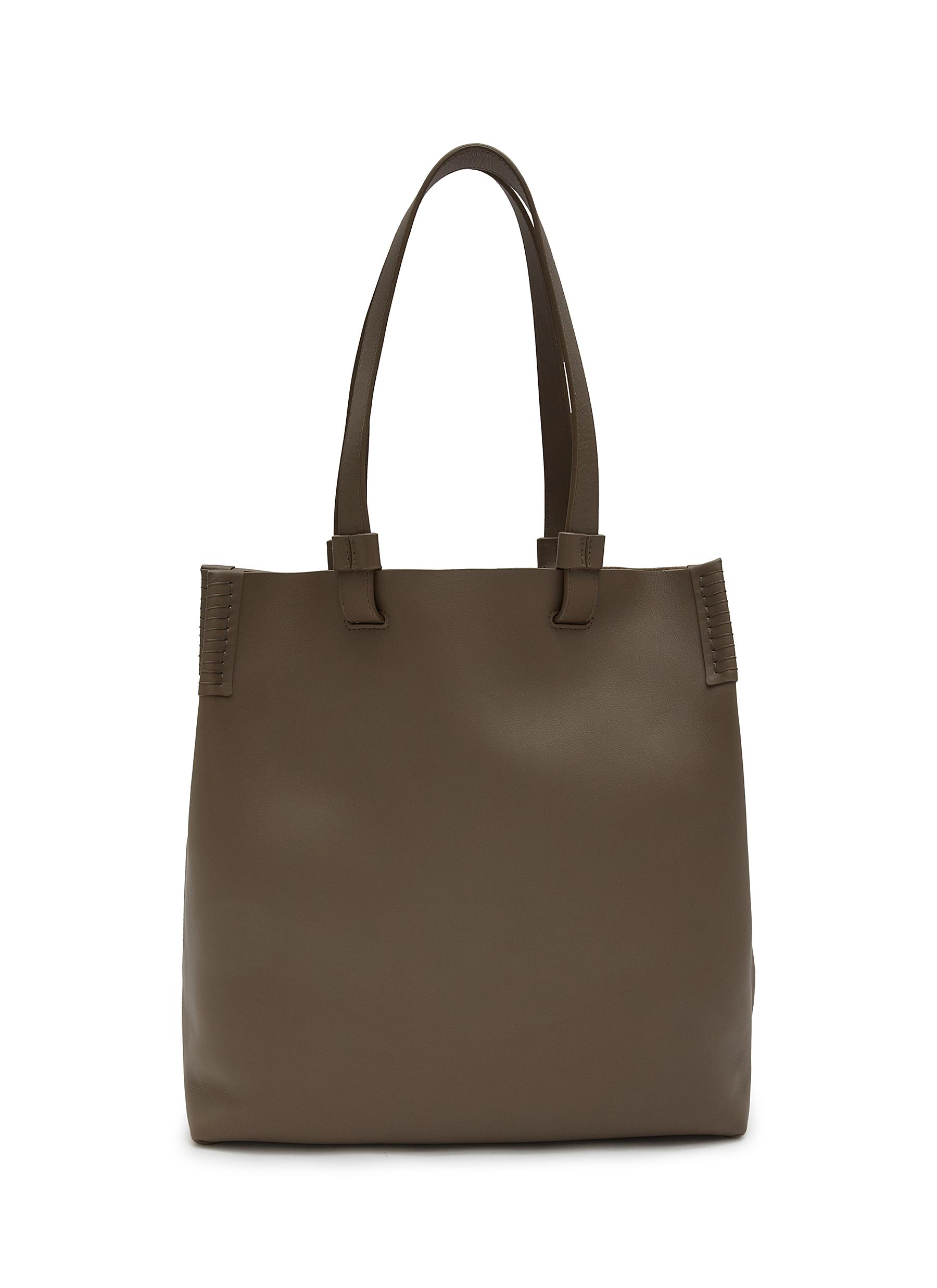 Large T Leather Tote Bag