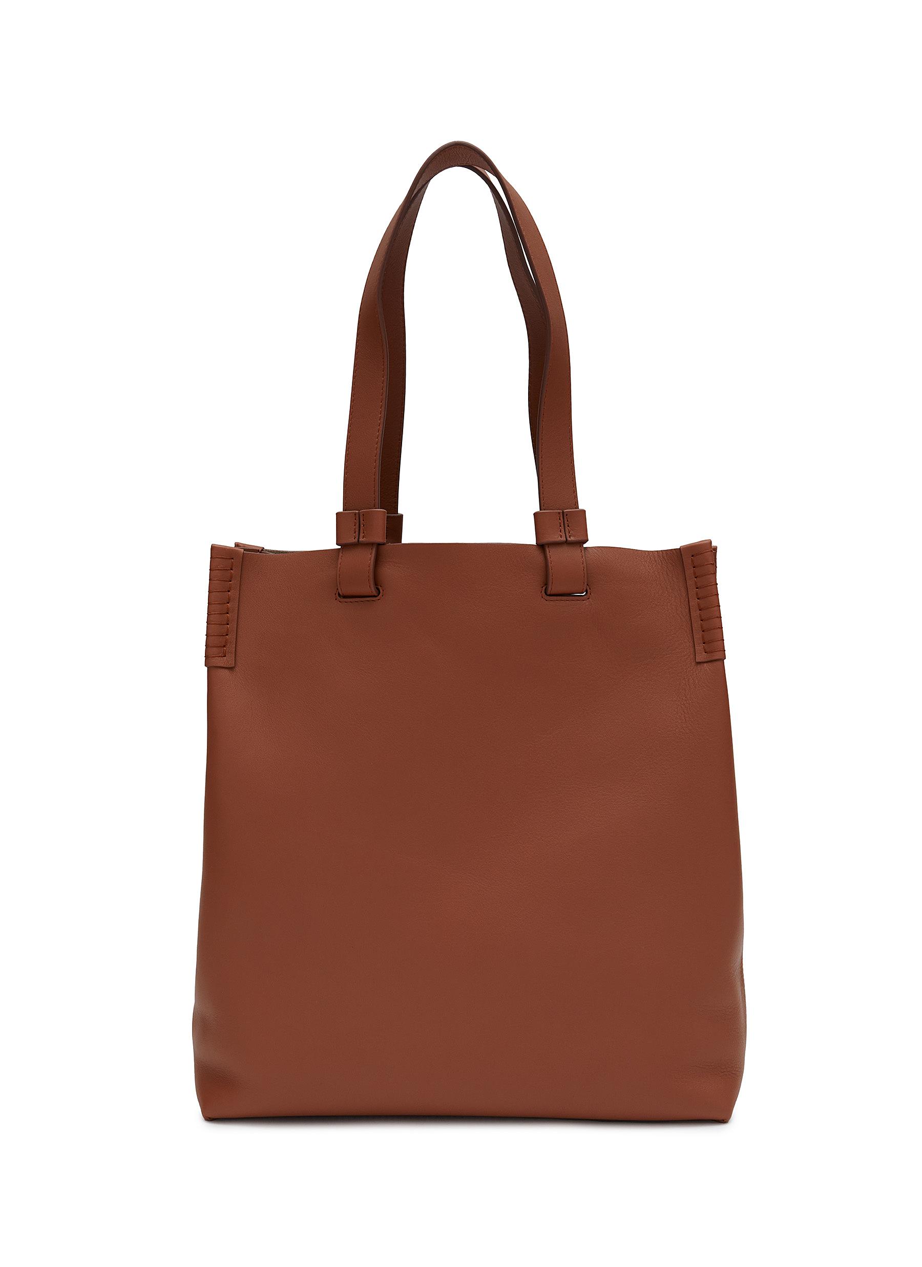 Large T Leather Tote Bag