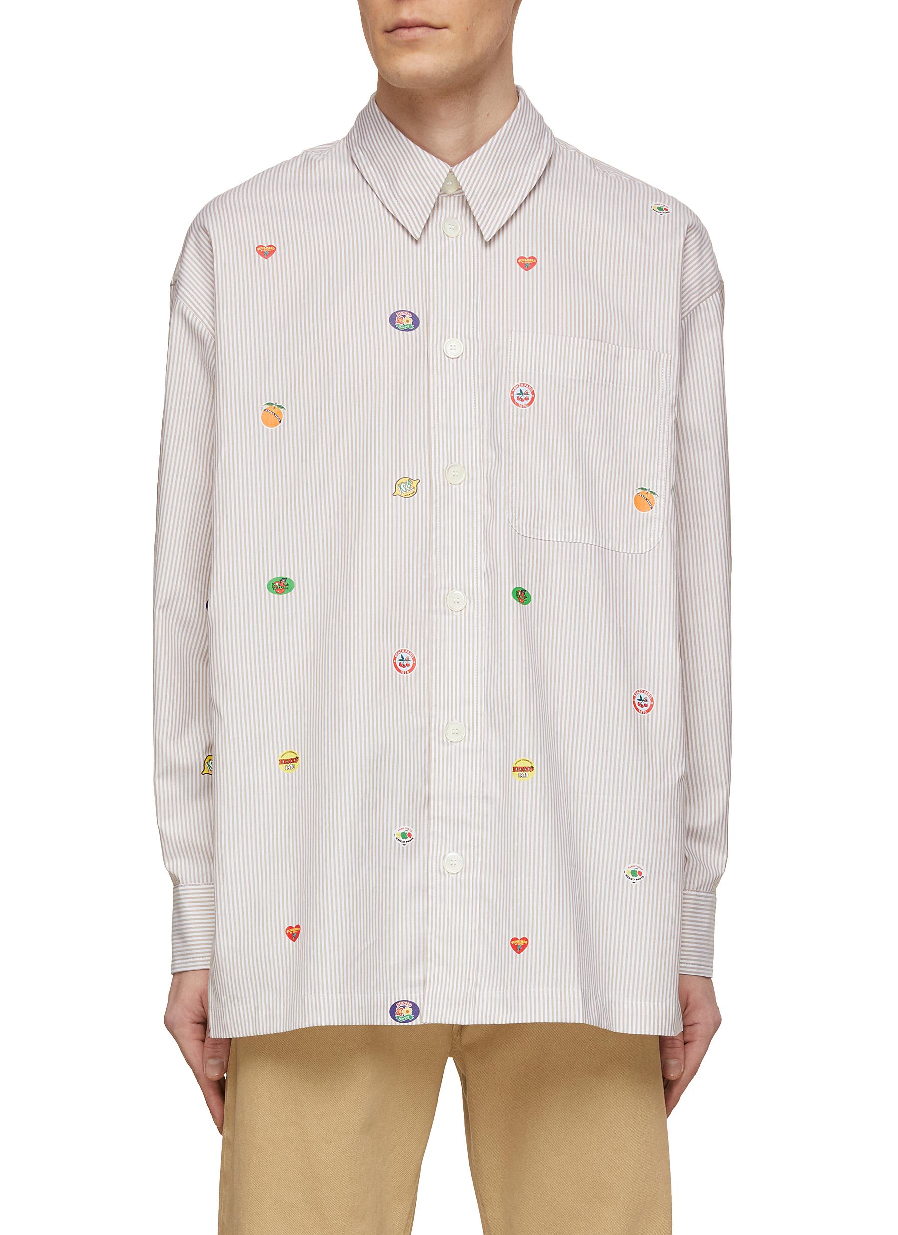 KENZO | Fruit Sticker Striped Shirt | Men | Lane Crawford