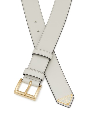 Detail View - Click To Enlarge - PRADA - Triangle Metal Logo Leather Belt