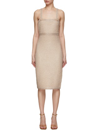 Main View - Click To Enlarge - ST. JOHN - Sequin Embellished Kitted Midi Dress