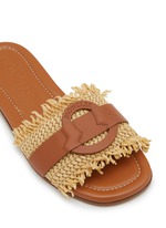 サンダル・ミュール MONCLER WOMEN Bell Logo Leather Sliders Brown MONCLER | Bell Raffia Leather Slides | Women | Lane Crawford