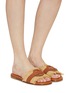 Figure View - Click To Enlarge - MONCLER - Bell Raffia Leather Slides