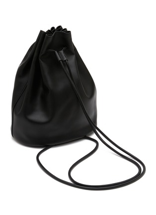 NOTHING WRITTEN | Large Drawstring Leather Bucket Bag | BLACK | Women ...