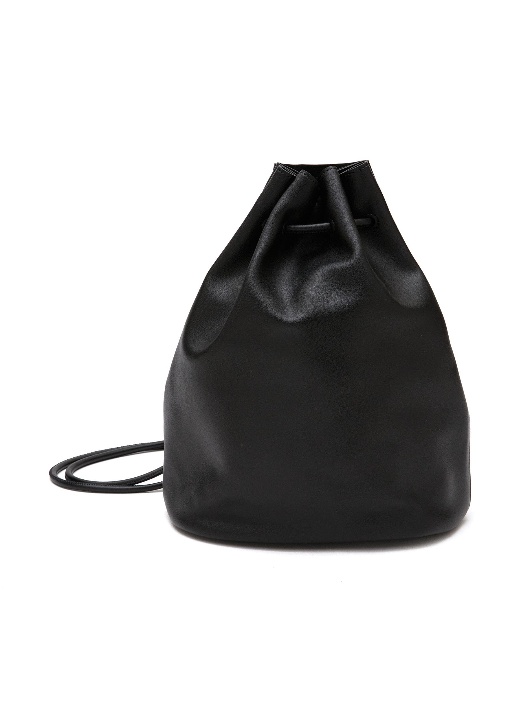 Large Drawstring Leather Bucket Bag