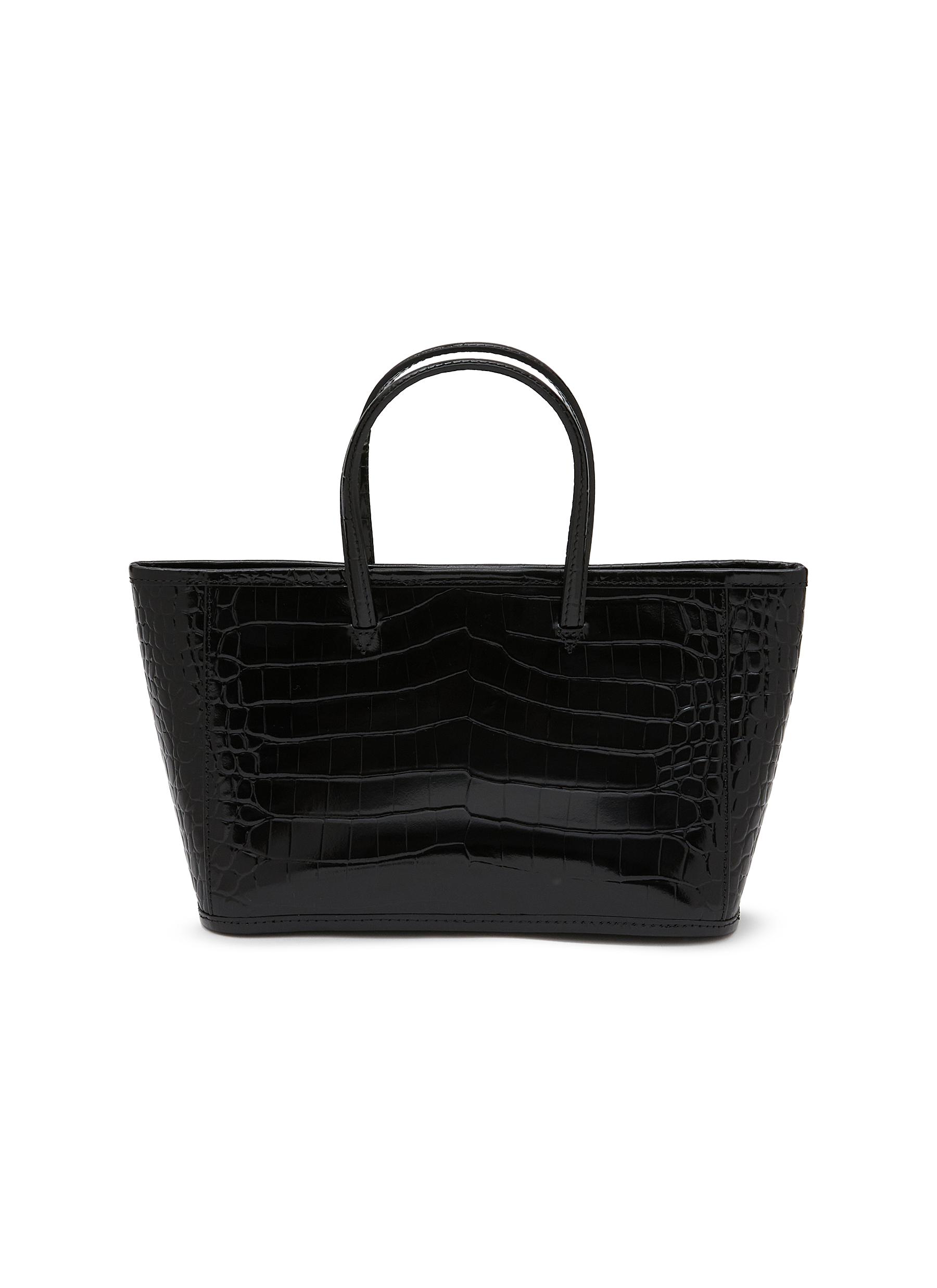 Small Crocodile Embossed Leather Tote Bag
