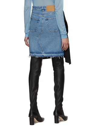 Back View - Click To Enlarge - MM6 MAISON MARGIELA - Tailored Front Denim Wrap Midi Skirt