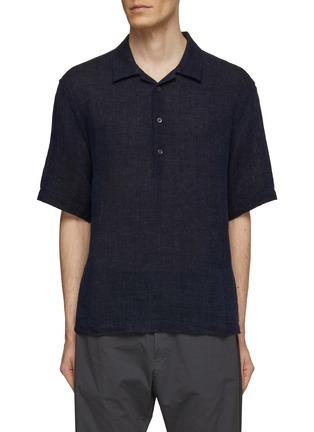Main View - Click To Enlarge - BARENA - Linen Cotton Blend Polo Shirt