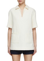 レディースウェア minuere tweed pearl button polo 楽天市場】tweed pearl button polo／ミヌエール（minuere