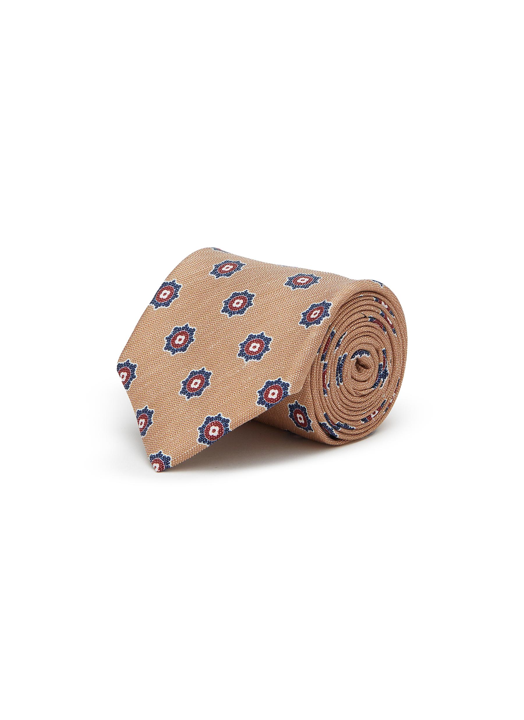 Floral Print Silk Linen Tie