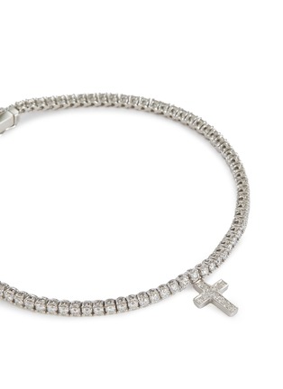 Detail View - Click To Enlarge - LC COLLECTION JEWELLERY - 18K White Gold Diamond Cross Charm Tennis Bracelet - 2.09 Carat