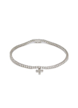 Main View - Click To Enlarge - LC COLLECTION JEWELLERY - 18K White Gold Diamond Cross Charm Tennis Bracelet - 2.09 Carat