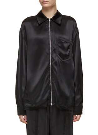 Main View - Click To Enlarge - ALEXANDER WANG - Front And Back Zipper detail Collared Jacket