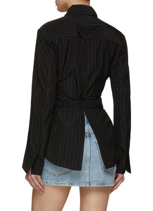 Back View - Click To Enlarge - ALEXANDER WANG - Belted Pin Stripe Shirt