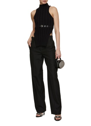 Figure View - Click To Enlarge - ALEXANDER WANG - Intergrated Belt Ribbed Tank Top