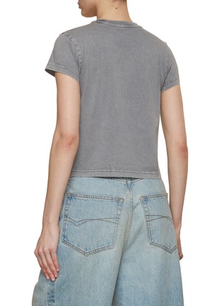 Back View - Click To Enlarge - ALEXANDER WANG - Embossed Logo Cotton Cropped T-Shirt