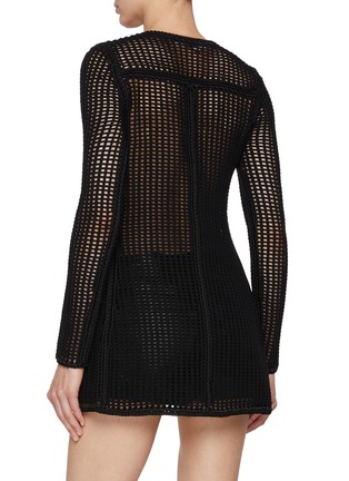 Back View - Click To Enlarge - ALEXANDER WANG - Leather Bust Knit Cardigan