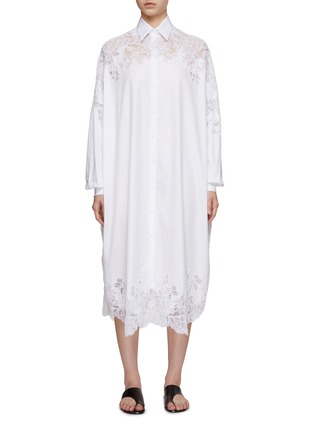 Main View - Click To Enlarge - ERMANNO SCERVINO - Oversized Lace Embroidered Shirt Dress