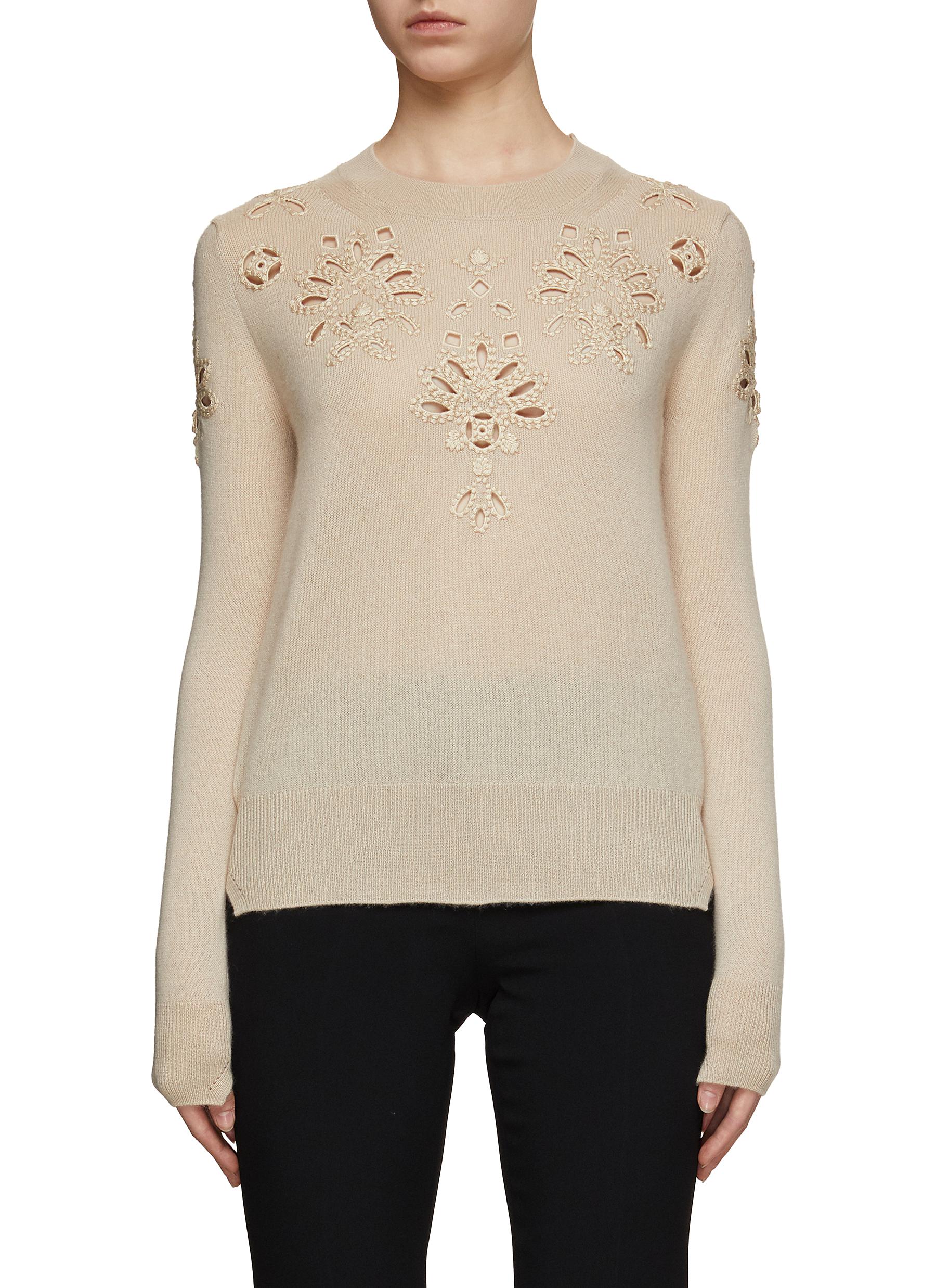 ERMANNO SCERVINO | Crewneck Macramé Cashmere Knit Top | Women