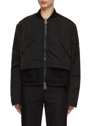 Main View - Click To Enlarge - ERMANNO SCERVINO - Sheer Insert Cropped Bomber Jacket